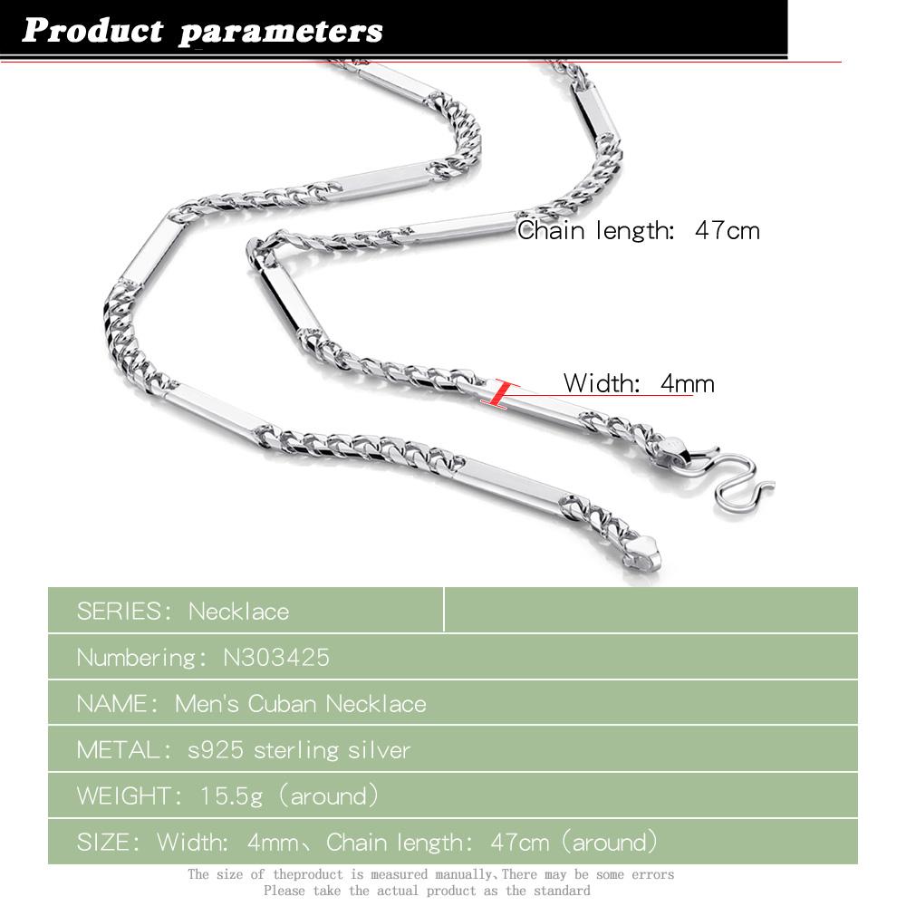 Punk Man 100% 925 Sterling Silve naszyjnik mężczyźni i chłopiec prosty kubański łańcuszek Choker kobieta biżuteria podkreślająca osobowość prezent