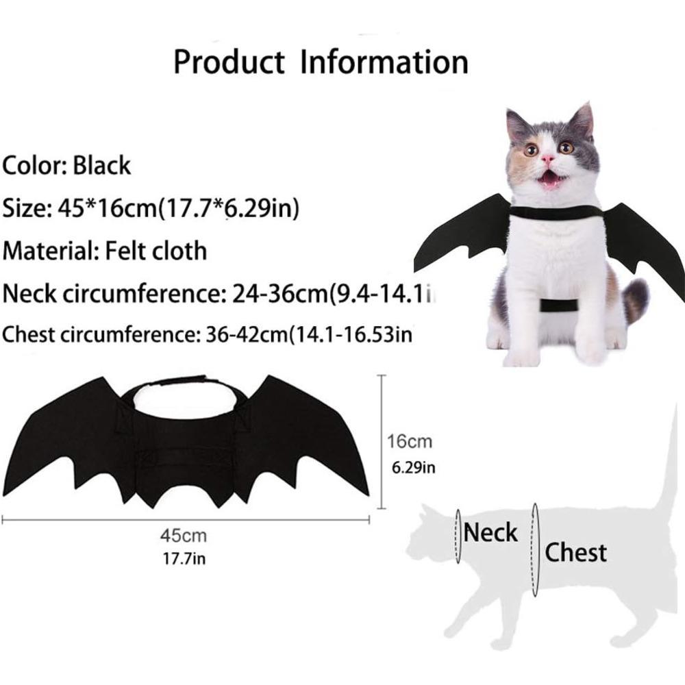 Halloween Pet Bat Wings Decoration Kitten Adjustable Costume with Velcro Kitten Cosplay Bat Wings Accessories Party Pet Supplies