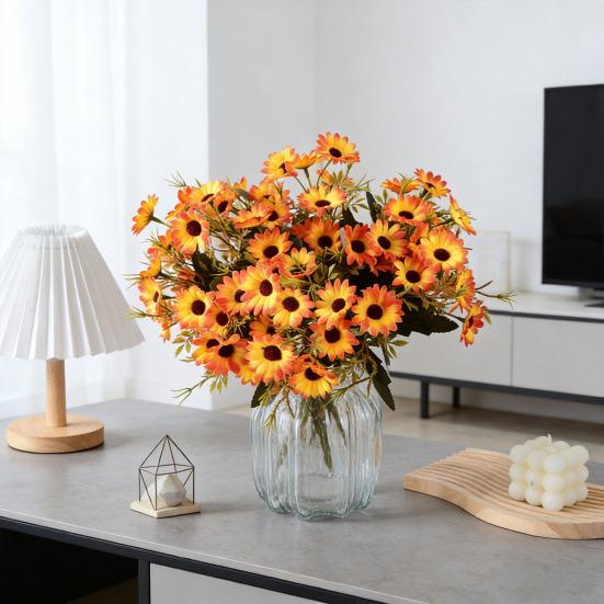 Künstliche Blumen 18 Sträuße Kunstseidenblumen-Sträuße Frühlings-Falsche Wildblumen mit Stiel für Vase Pflanzgefäß Blumengestecke Tischdekorationen