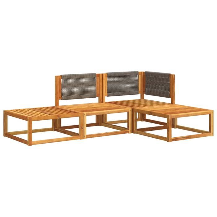 VidaXL 4-piece Garden Sofa Set with Cushions In Acacia Wood and Rope 3278824