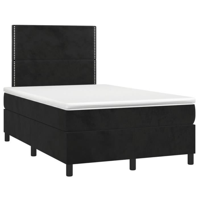 3142955 vidaXL Lit à sommier tapissier avec matelas Noir 120x200 cm Velours