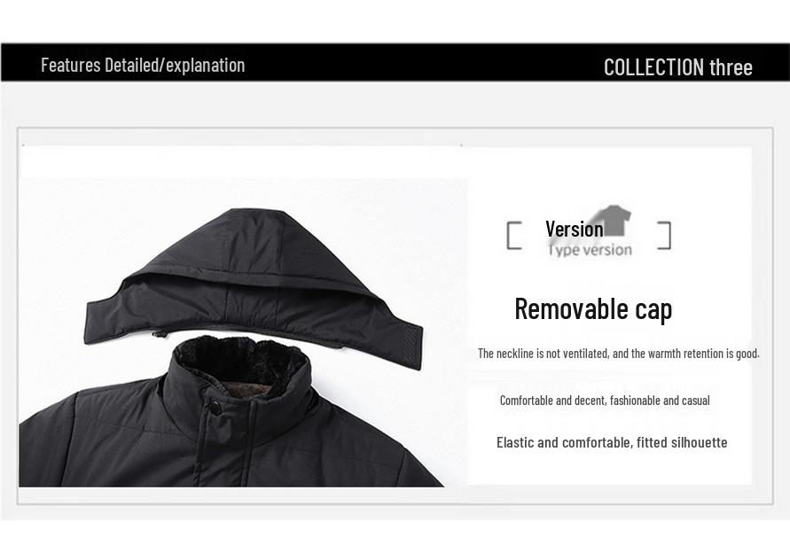 Elder Men's Winter Cotton-Padded Jacket with Fleece Lining - Grandpa's Warm Outerwear