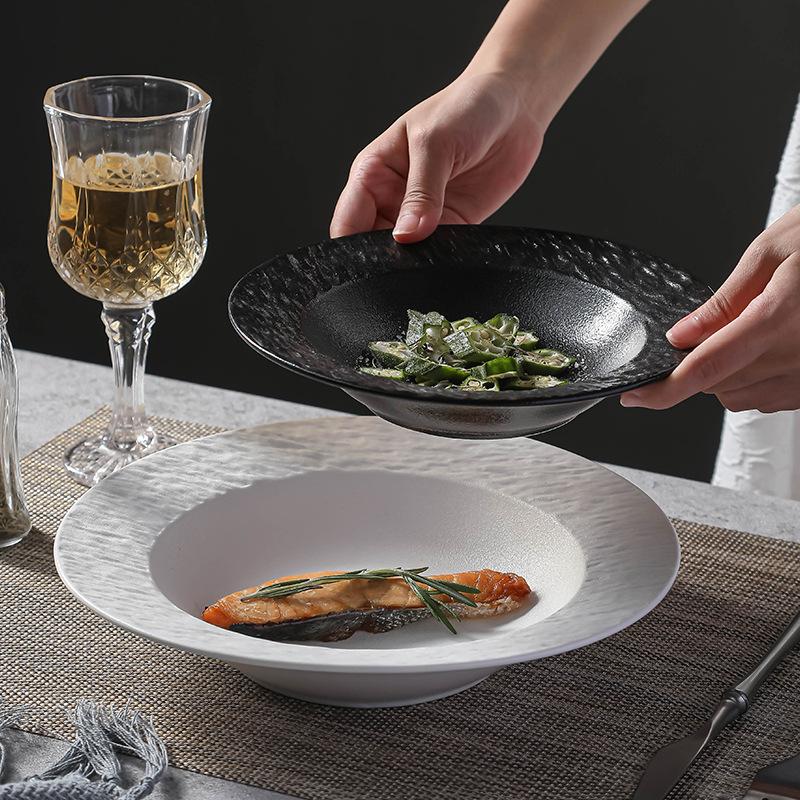 ceramic plates, dinner plates, soup plates, vegetable plates, high-grade restaurants, household round luxury pasta plates.