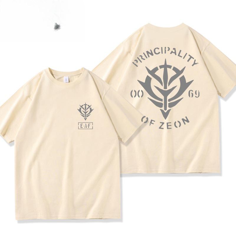 

Mobile Suit Gundam Anime Peripheral Jion Duchy Army Same Short Sleeve TShirt Unisexs and Womens Summer Clothes Tide 4XL