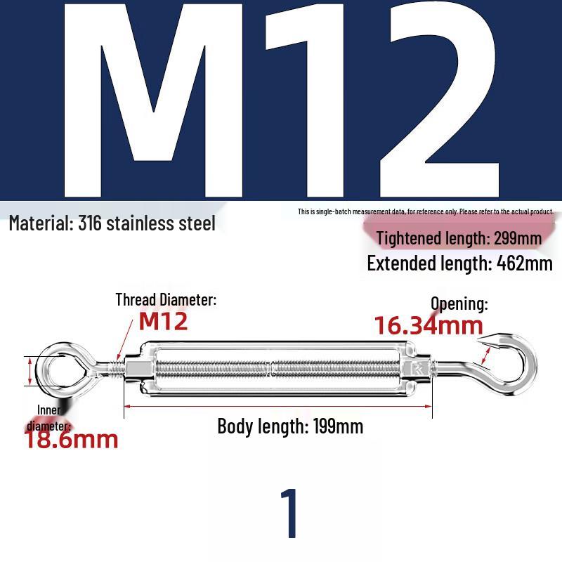 

Jundingying M14 316 Stainless Steel Eye-Eye Turnbuckle