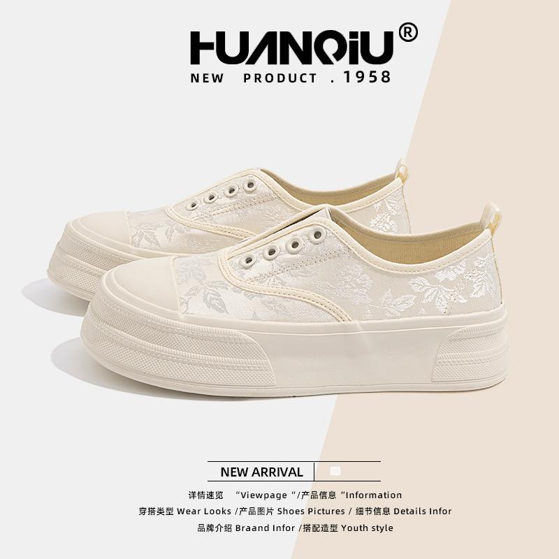 Globale nationale Stil Canvas Schuhe Damen 2025 Sommer Ein-Pedal-Schuhe vielseitig lässig atmungsaktiv kleine weiße Schuhe ZHQ-HQ071