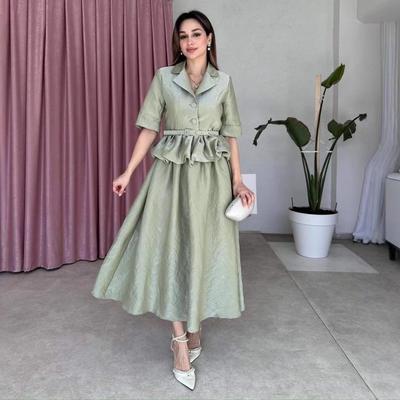 2025 Women's Summer Fashion: Elegant French Petal Top & Long Skirt Set