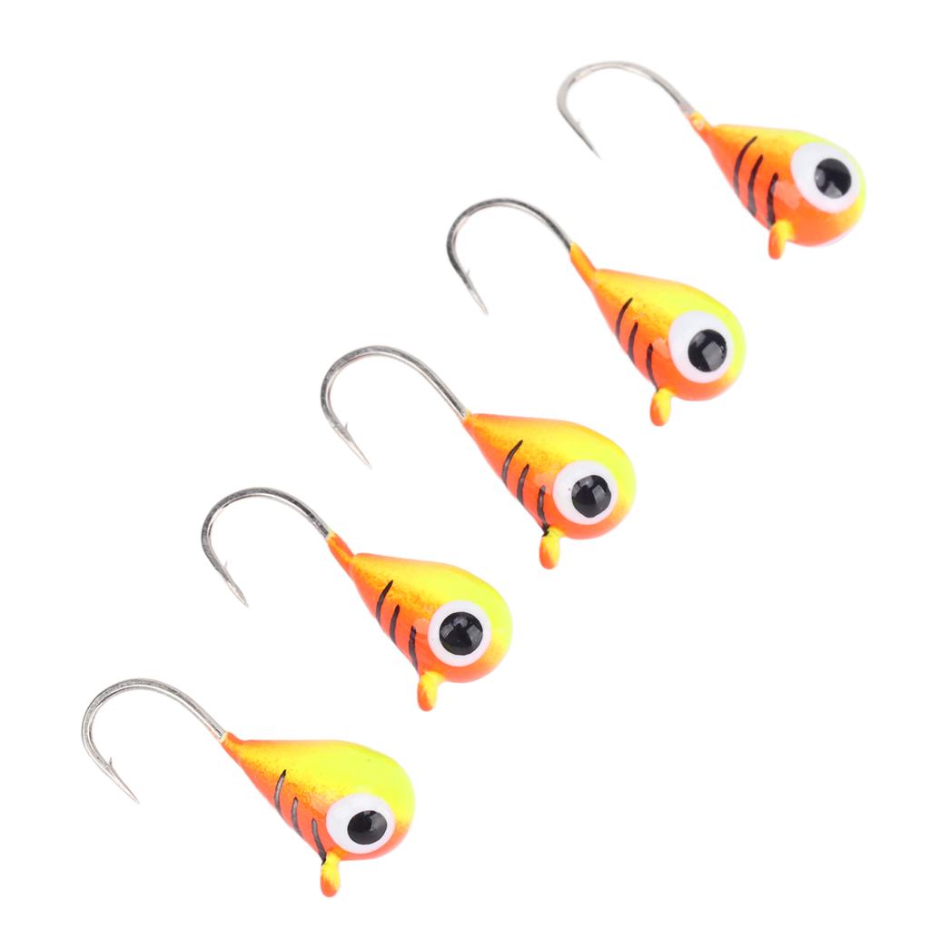 5pcs Ice Fishing Jigs Hook High Carbon Steel Winter Ice Fishing Lures Portable Fishing Hook Tackle for Outdoor 5mm