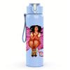 1PC Pink Butterfly Lady Retro Fashion Print 750ml Portable Sports Water Bottle Leakproof Gym Outdoor Travel Drink Cup