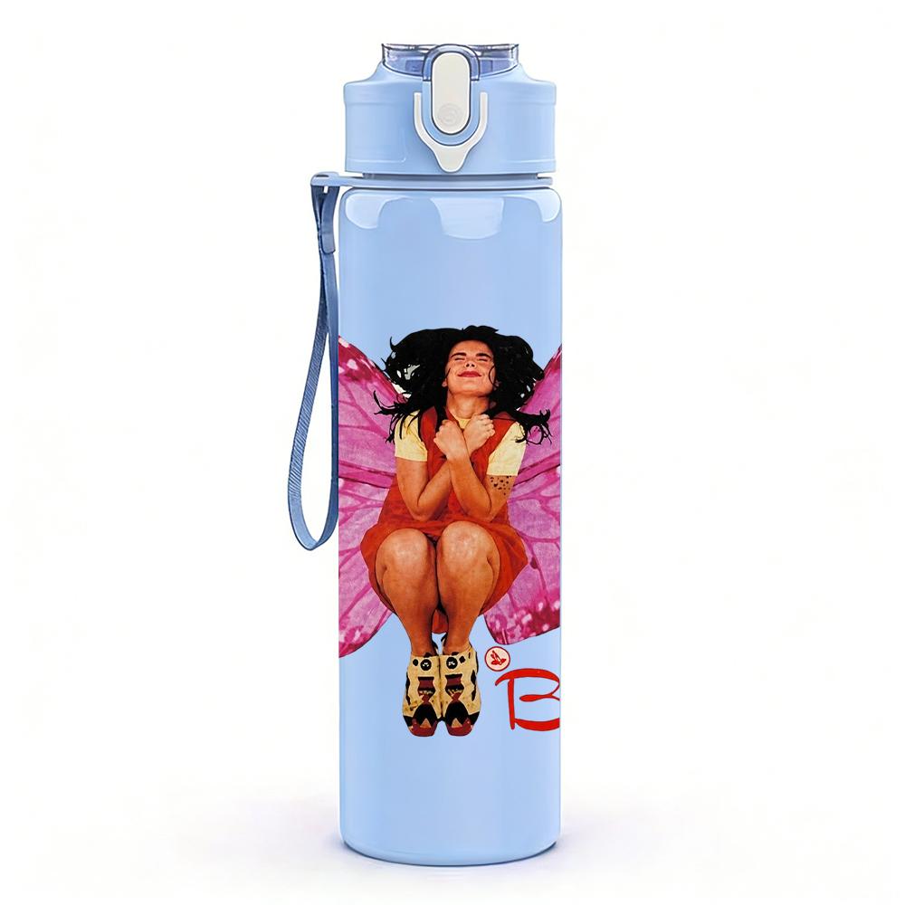 1PC Pink Butterfly Lady Retro Fashion Print 750ml Portable Sports Water Bottle Leakproof Gym Outdoor Travel Drink Cup