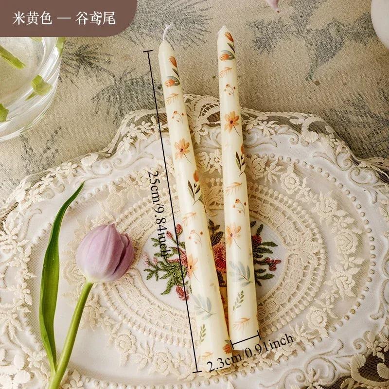 Printed Long Pole Candles European Romantic Candles Dinner Wedding Holiday Family Cross Border Smoke Free Candle Home Decorative