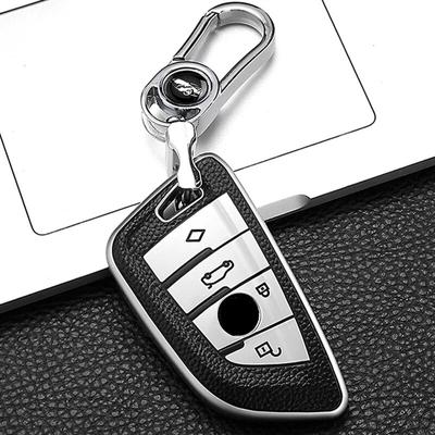 Leather Style Car Remote Key Case Cover Shell for BMW X1 X3 X5 X6 X7 1 3 5 6 7 Series G20 G30 G11 F15 F16 G01 G02 F48 Keyless
