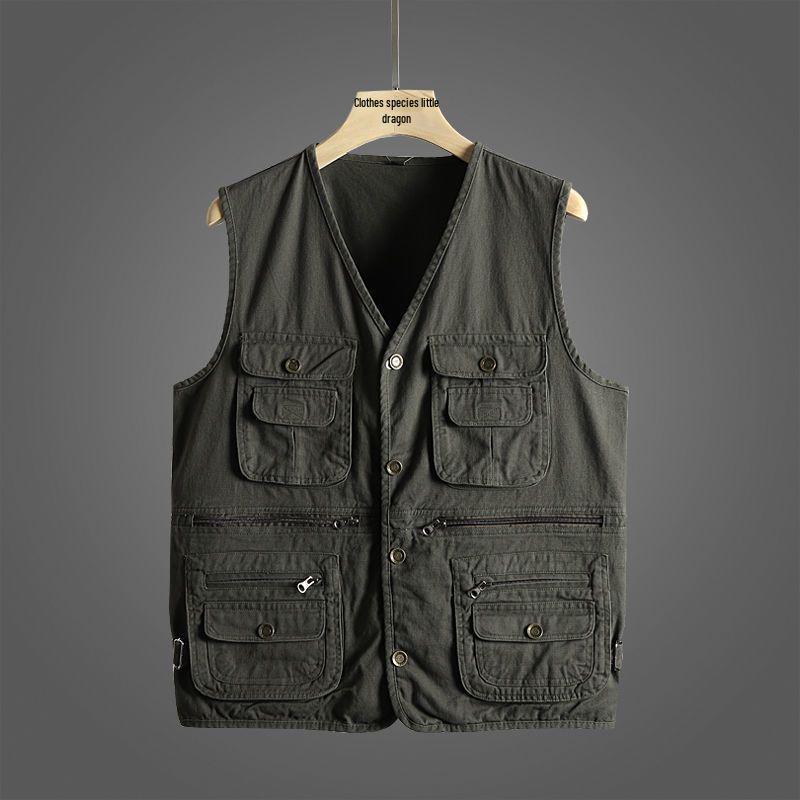 

Men s Multi-Pocket Spring/Summer Fishing & Outdoor Photography Vest 5XL (95-115 kg) армия зеленый