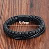 Fashion Volcanic Stone Beaded Bracelet Mutilayer Braided Leather Bracelet For Men Stainless Steel Magnetic Bangle Zircon Gift