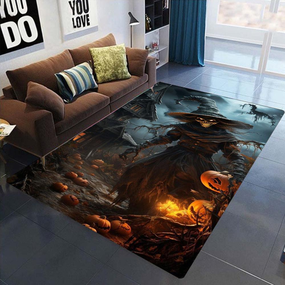 Halloween Carpet Mat Rug Horror Witch Scarecrow Pumpkin Lantern House Bat Print Dark Art Home Decoration Living Room Floor Decor