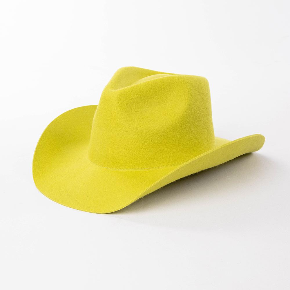 Chapeau de cowboy automne et hiver nouveau chapeau de cowboy en feutre de laine blanc chapeau jazz mode décontractée européenne et américaine chapeau de cowboy bouclé