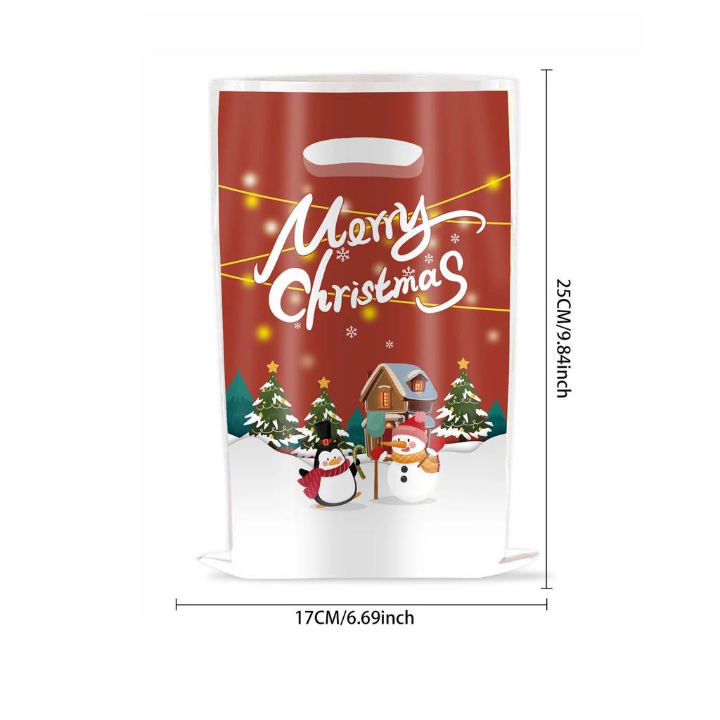 10pcs Christmas Bags Snowflakes Candy Gift Bags Merry Christmas Decoration Gift Wrapping Treat Bags New Year Packing Bag