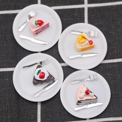 Miniature BJD Dollhouse Cake & Tableware Set - OB11 Pastry Ornaments for Play Scenes