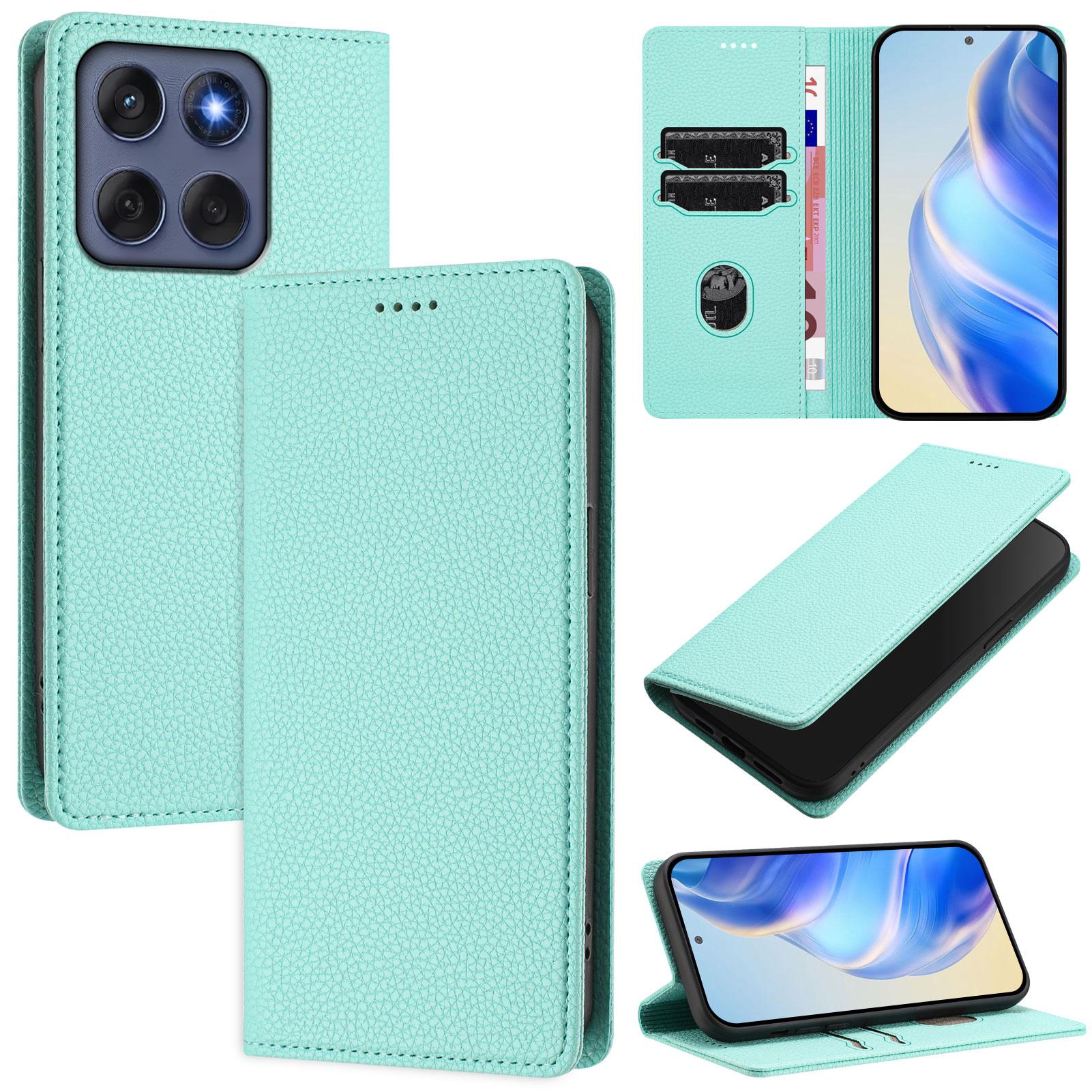 

For Motorola Edge 60 Fusion 5G Wallet Case RFID Blocking Litchi Texture Leather Mobile Cover Mint Green