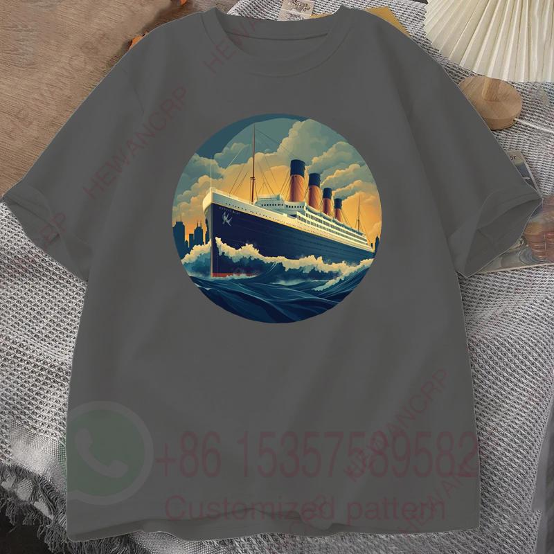 Mens Tracksuit Tshirt Boat Print Round Neck Short Sleeves Casual Cotton Pullover Sweatwicking Breathable Sportswear