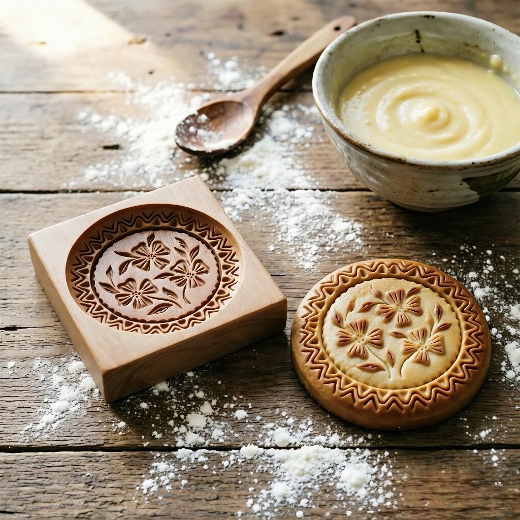 Wooden Gingerbread and Shortbread Cookie Mold Cutter