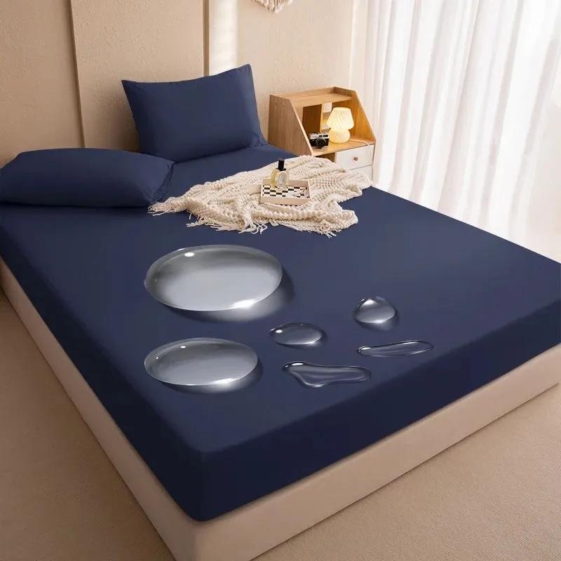 

Водонепроницаемая простыня на резинке, простыни на резинке только с очень глубоким карманом, мягкость, комфорт, дышащая, бесшумная, долговечная, не мнется, наматрасник Sheet 70X200x30cm темно-синий