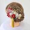 Bud Flower Hair Graduation Tsumami Dried Gold Ornament, Coming-of-Age Ceremony, Ceremony, Zaiku, Flowers, Mizuhiki, Leaf, Kimono, Furisode, Hakama,