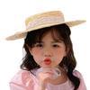 Flat Top Straw Hat Handwoven Sunscreen Cap Fashion Baby Girl Sun Hat  for Kids Decorative Props