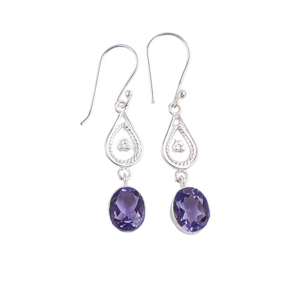 Iolite Gemstone 925 Sterling Silver Handmade Jewelry Earrings1.70" Gift For  Her EE-8-4