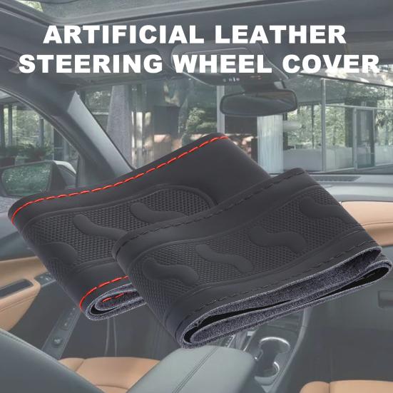 

FM2105 DIY строчка противоскользящая крышка рулевого колеса диаметром 38 см рукав рулевого колеса с игольной нитью чёрный/красный