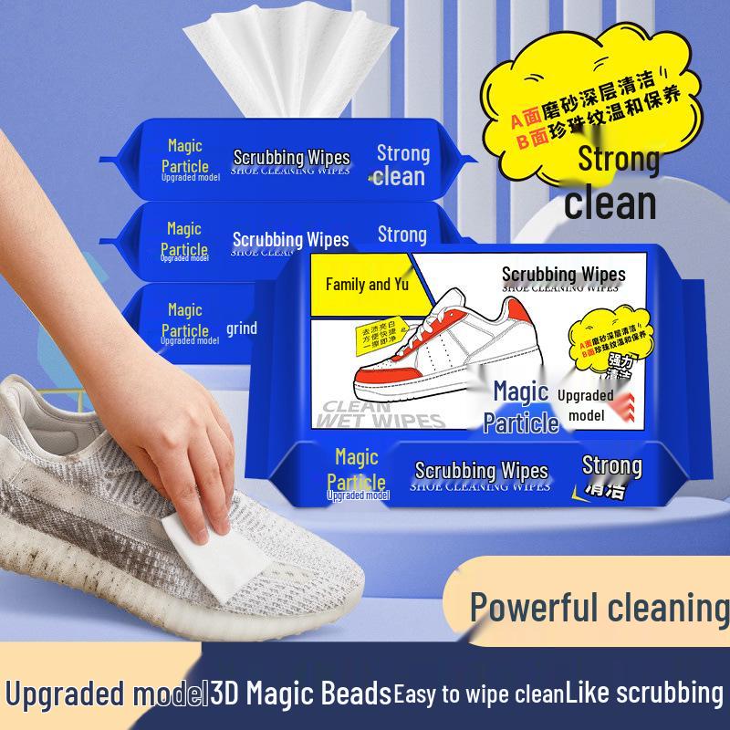 Shoe Cleaning Wipes with 3D Magic Particles – Portable Stain Remover & Brush for White Sports Shoes