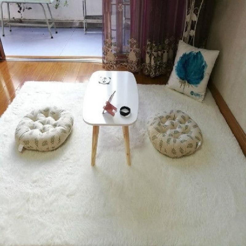 Solid Colour Fluffy Minimalist Style Indoor Carpet Bedroom Bedside Floor Mat Fluffy Plush Carpet Non-slip Floor Mat