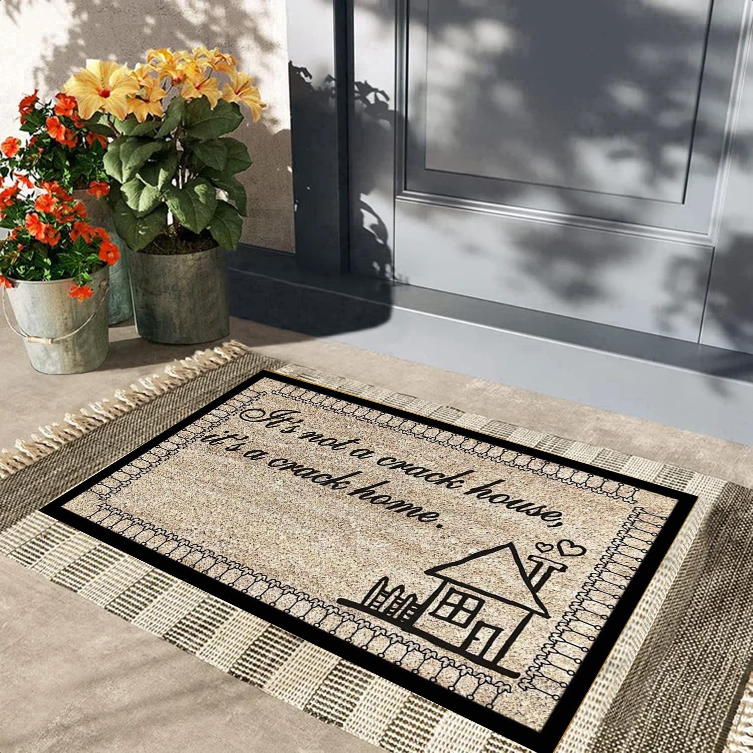 Het is geen crack house Het is een crack house Deurmat Rubber Badkamer Keukenmat Tuin Garage Deur Vloermat Antislip Tapijt 90cmx60cm black