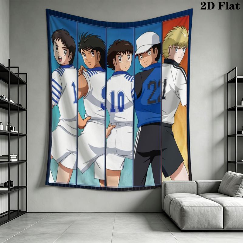 Captain Tsubasa Wall Tapestry Aesthetic Wall Hanging Printed Fabric Blanket Decorative Tapestries for Bedroom Living Room Home Decor