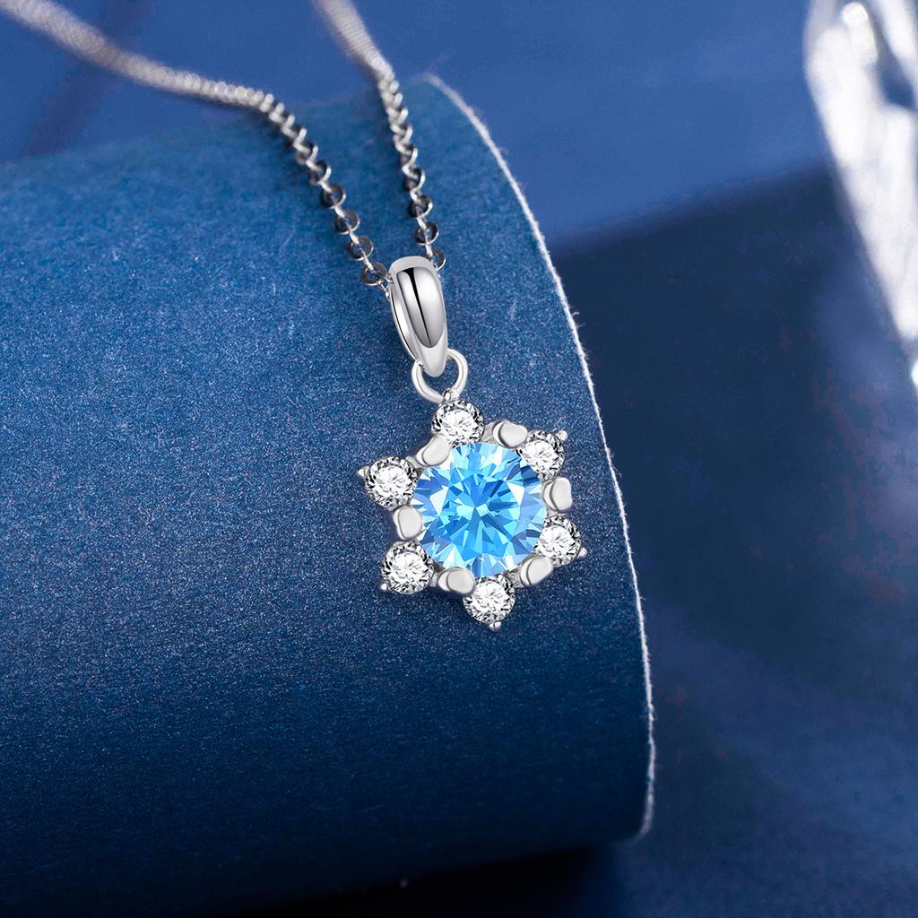 INS Style Love Claw High Carbon Zircon Snowflake 925 Sterling Silver Korean Style Clavicle Chain Moissanite Necklace