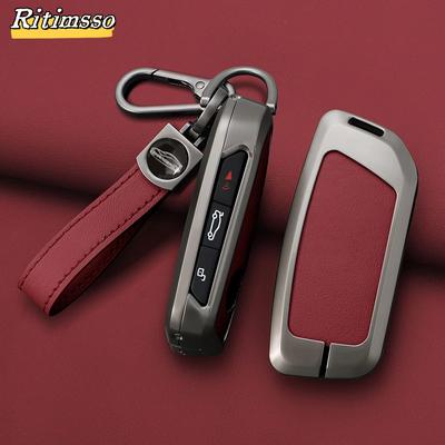 Alloy+Leather Key Cover Holder Key Case Accessories for BMW X1 U11 X7 X5 G05 LCI I7 IX XM Series 7 740Li U06 G81 M3 2023 2024