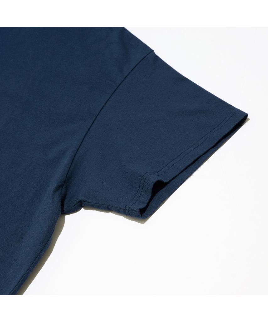 Dyutelo Neck Color Box Short Sleeve T-Shirt Navy