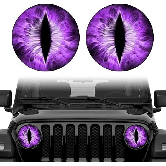 Beast Eyes Headlamp Decals for Jeep Headlights, 3D Round Funny Decals for Truck Car Body, Window, Bumper Decoration (Blue)