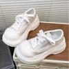 Leather Letter Printing Platform White Shoes Women's 2025 Spring New Casual Board Shoes Ugly Cute Bread Shoes Tide
