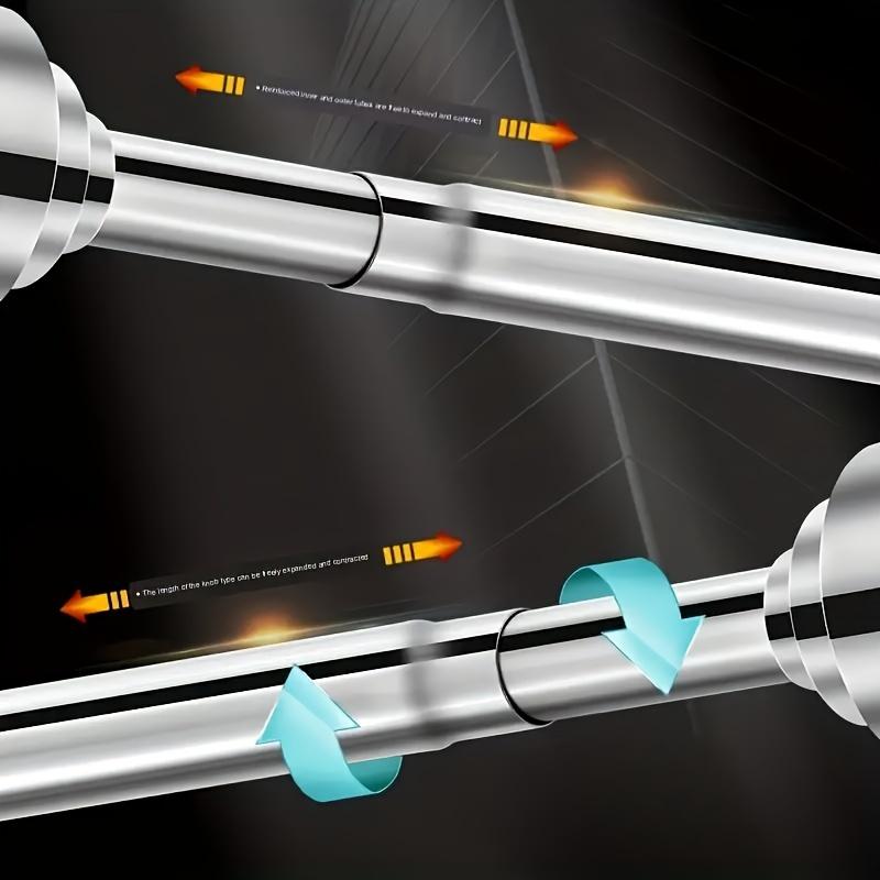 1pc Non-Perforated Telescopic Stainless Steel Rod - Universal for Bathroom Shower Curtain, Balcony Drying, Wardrobe & Bedroom Curtain Hanging