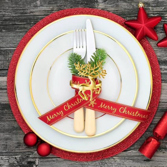 Yousheng 12Pcs/Set Napkin Ring Reindeer Snowflake Shape Metal Festive Napkin Holders Tableware Christmas Table Decoration