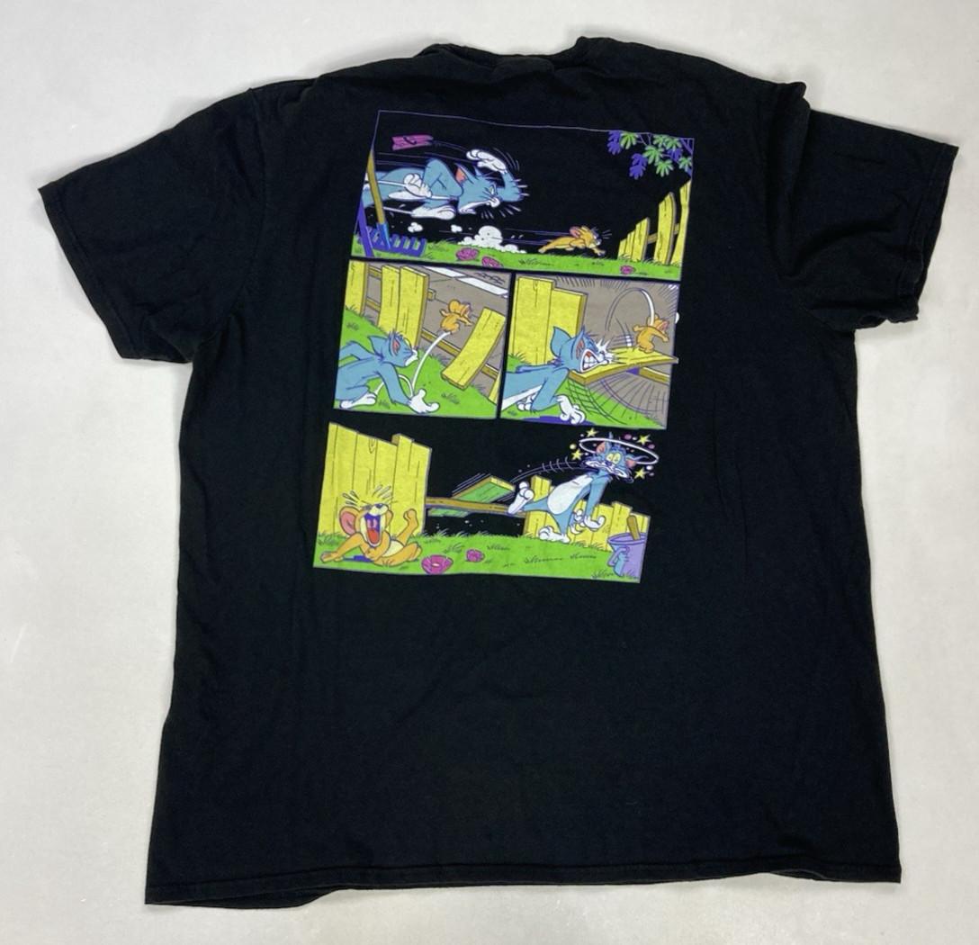 Tom And Jerry Graphic T-shirt Men XL Black Short Sleeve XXXL