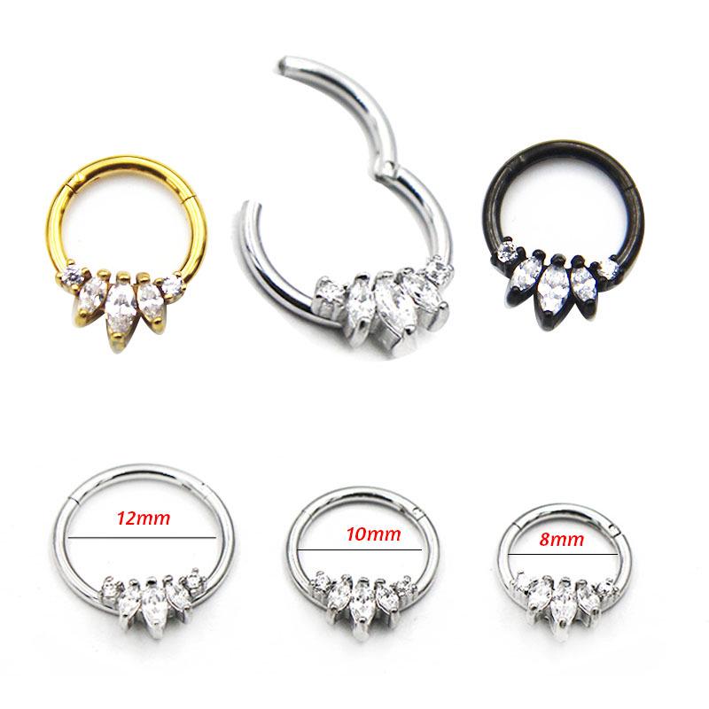 316L Stainless Steel Zircon Crown Nose Hoop Jewelry
