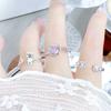 [Pink Meow Ring] Kitten Cat Claw Cartoon Cute Opening Ring Pink Zircon Stacked Wearing Girlfriend Ring Woman