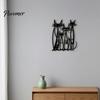 Artistic Iron Wall Decor Metal Cartoon Cat Art for Living Room Bedroom, Creative Black Silhouette Sculpture, Minimalist Animal Hanging Ornament