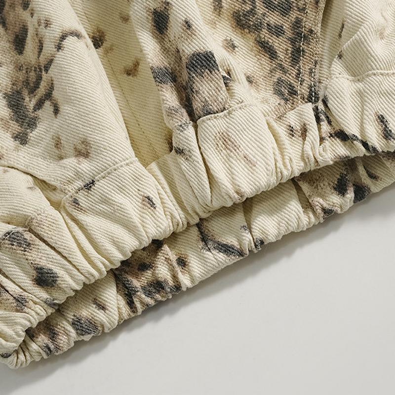 Korean Boys Jeans Spring Autumn Kids Leopard Print Casual Wide Leg Pants Children Versatile Trousers