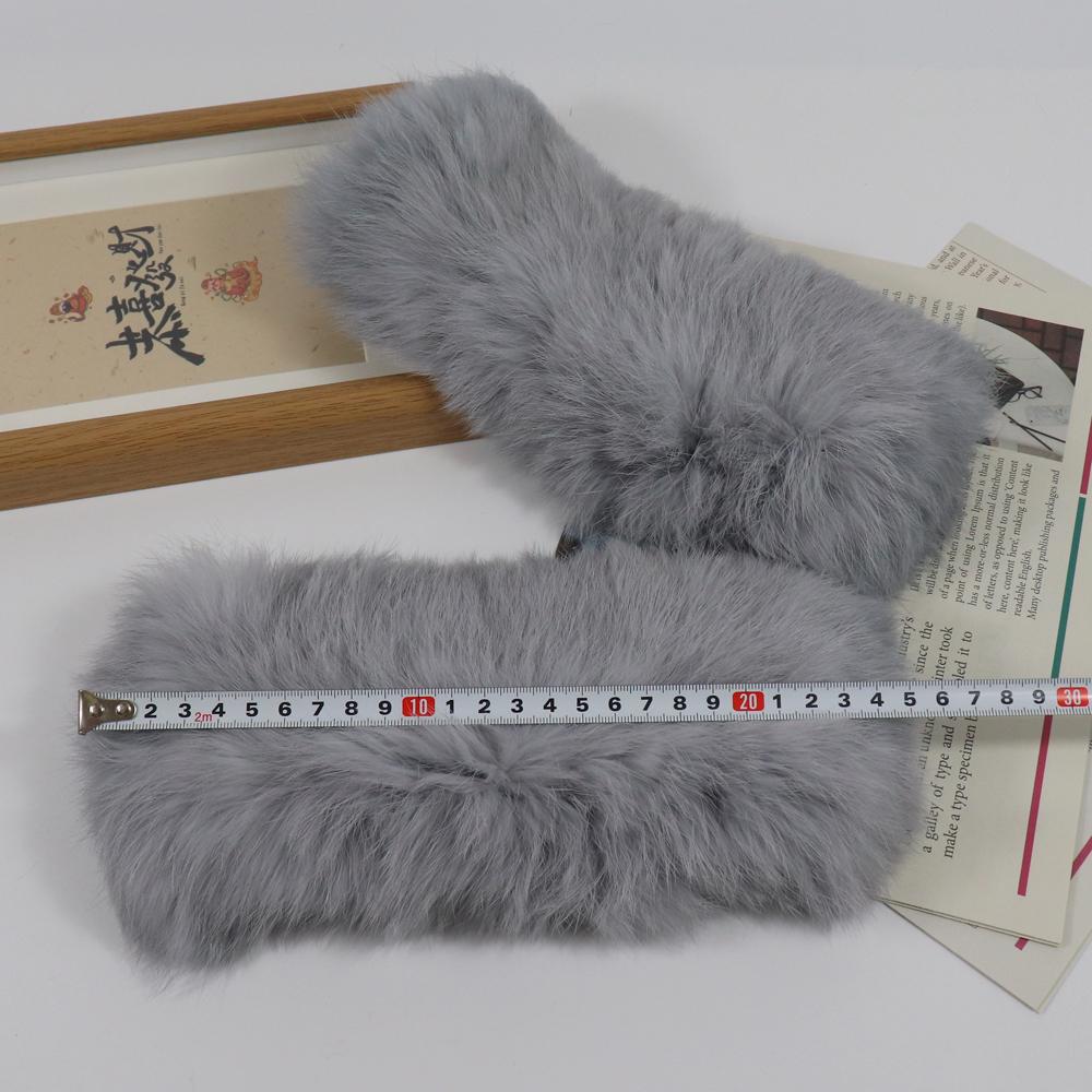 New winter women real rabbit fur gloves Length 25cm natural rabbit fur mittens Knitted warm female winter outdoor glove