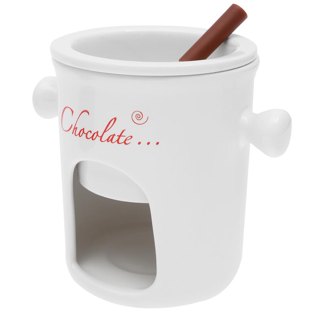 1 Pc Ceramic Chocolate Fondue Set Chocolate Melting Fondue Pot Cheese Butter Melting Pots with Fork for Home Kitchen Accessories