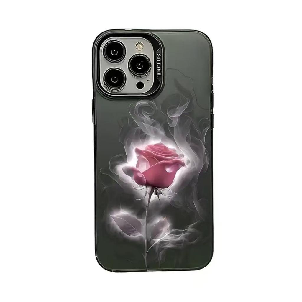 Pink Rose Silver Shell Phone Case for Apple 16/15/14 Pro/15 Pro Max/13/12