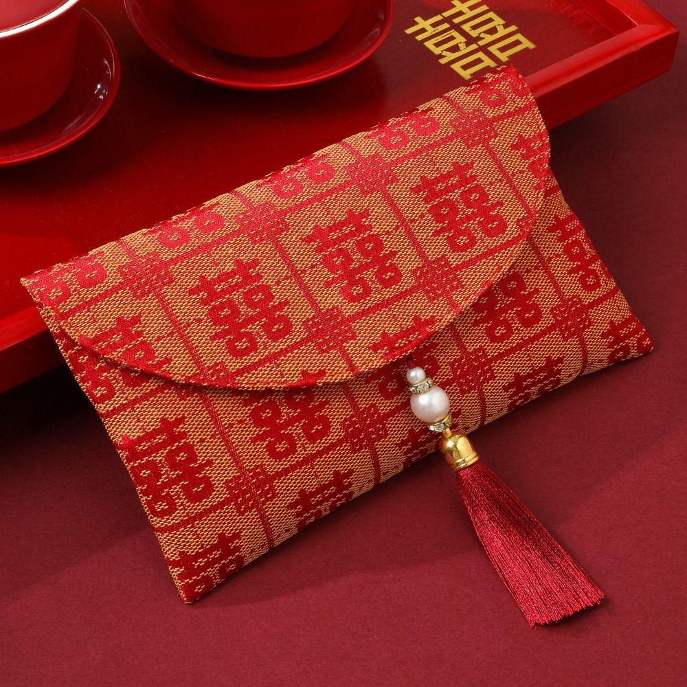 Magnetic Snap New Year Gift Bag Traditional Lucky Money Packet Red Wallet Wedding Ceremony
